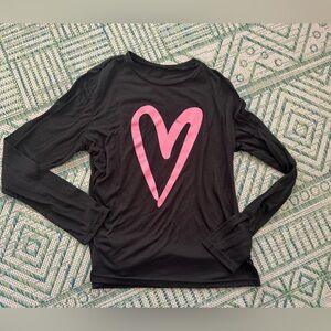 SHEIN Long Sleeved Black Tee Shirt M Abstract Pink Heart VGUC Pajama Top